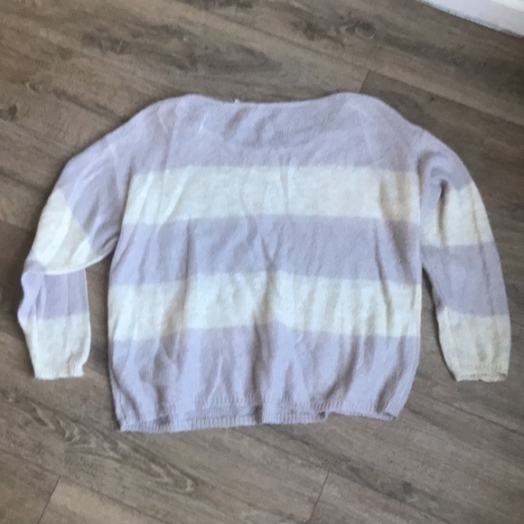 Free People Pastel sheer knit sweater. Mohair blend. Lavender and cream. size S. - Picture 5 of 5